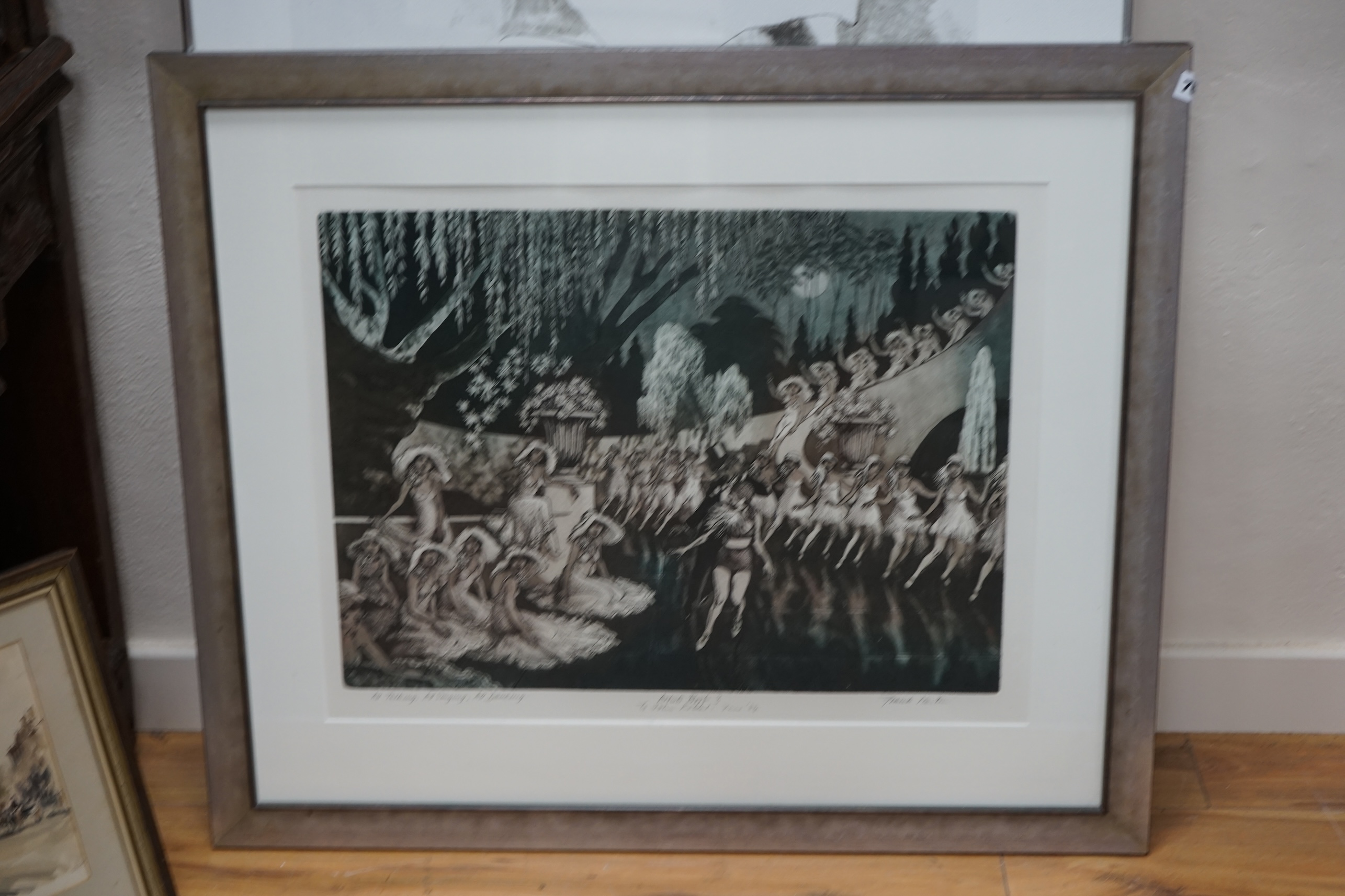 Frank Martin (1921-2005), artist's proof etching with aquatint, 'All talking, all singing, all dancing', signed, inscribed and dated '84, 49 x 64cm. Condition - good